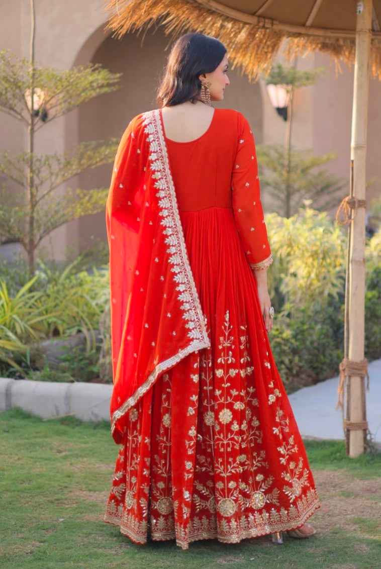 Fenta Pure Faux Blooming Georgette with Zari & Sequins Embroidered Work Anarkali Long Gown