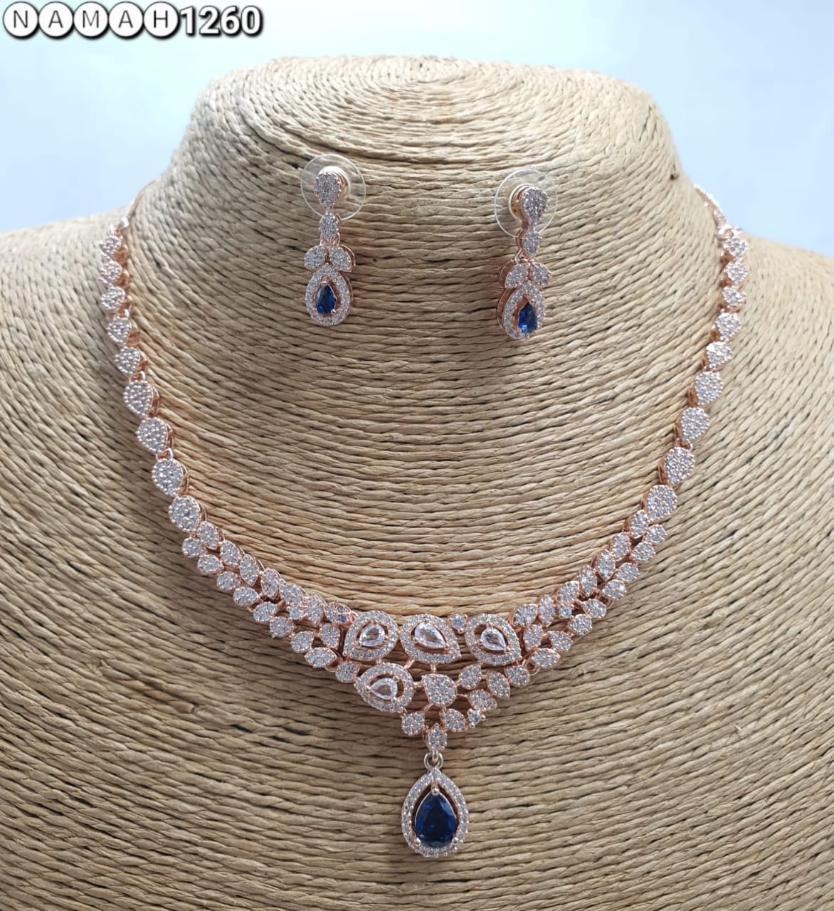 Gold American Diamond Necklace Set