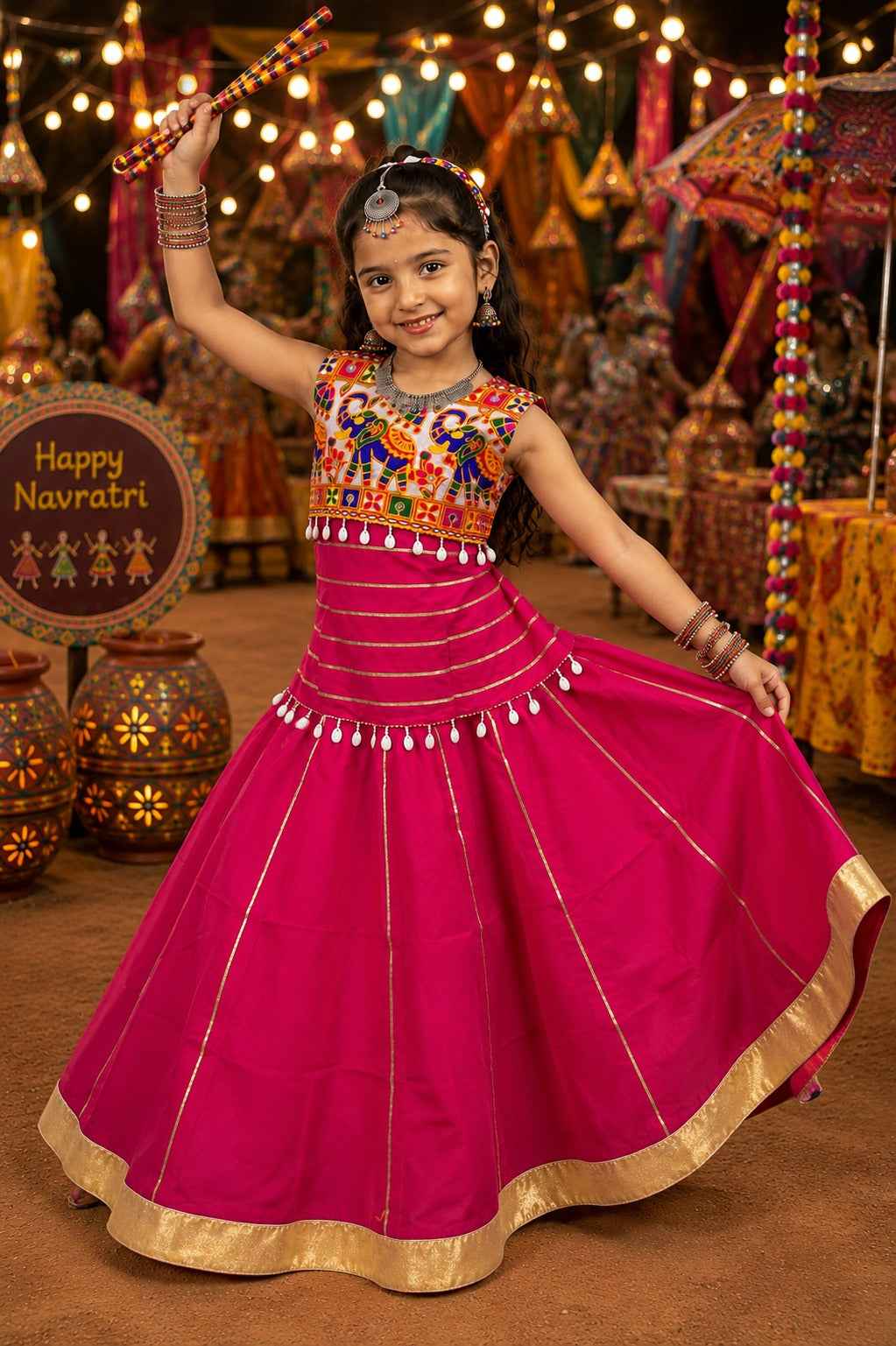 Rani Pure Roman Silk Heavy Work Kid&
