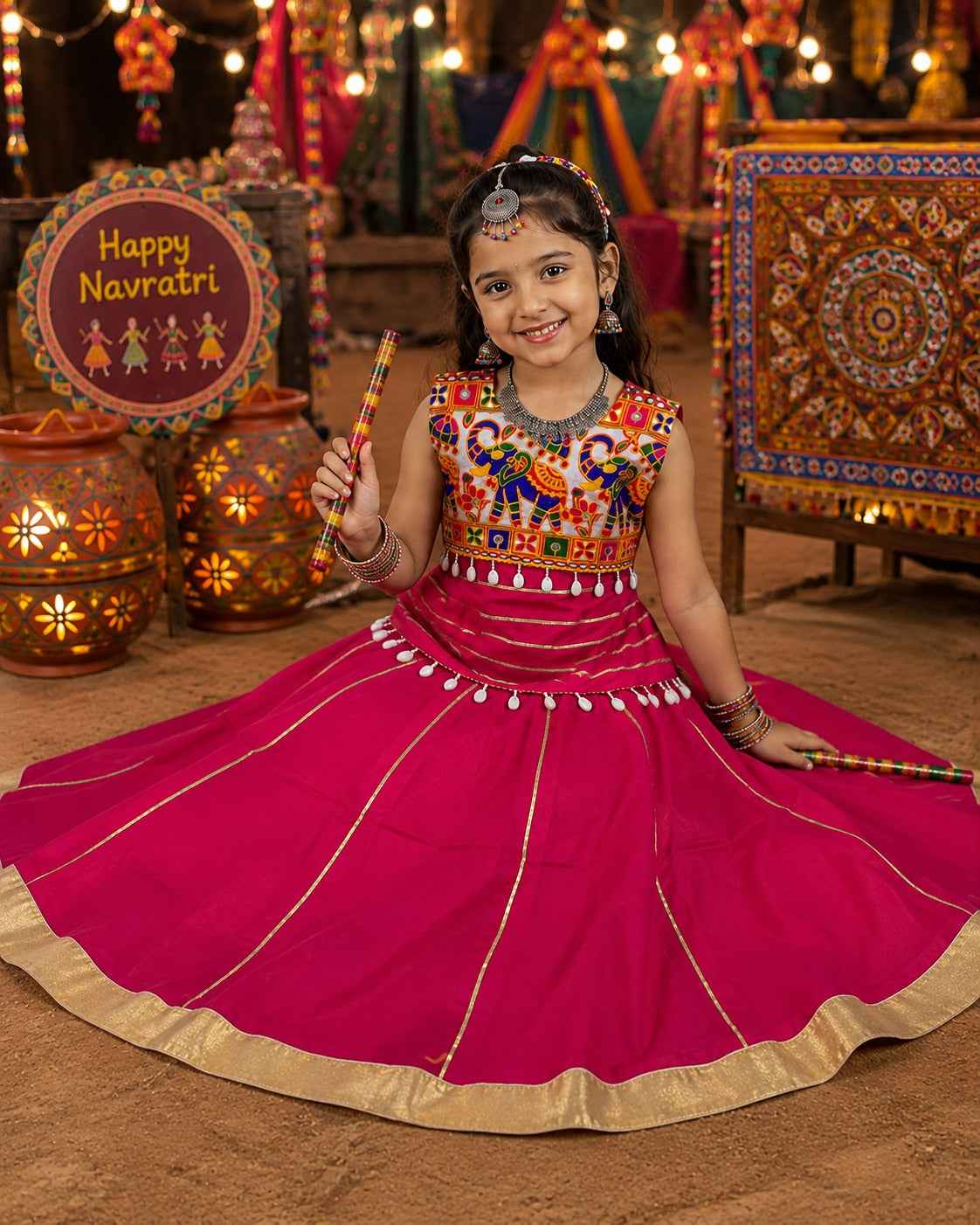 Rani Pure Roman Silk Heavy Work Kid&