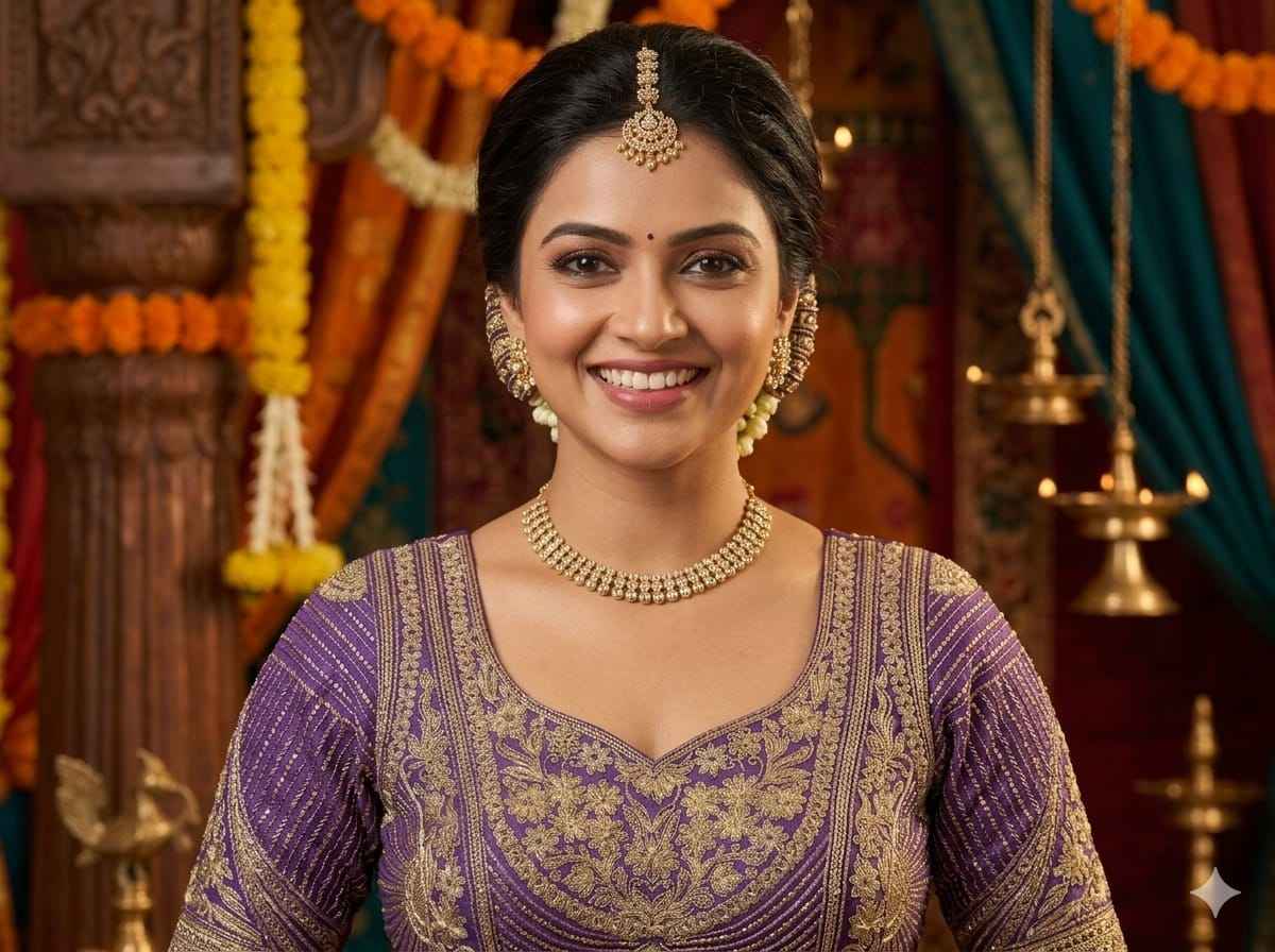 Purple Pure Italian Jari Heavy Codding Sequence Work Bridal Blouse