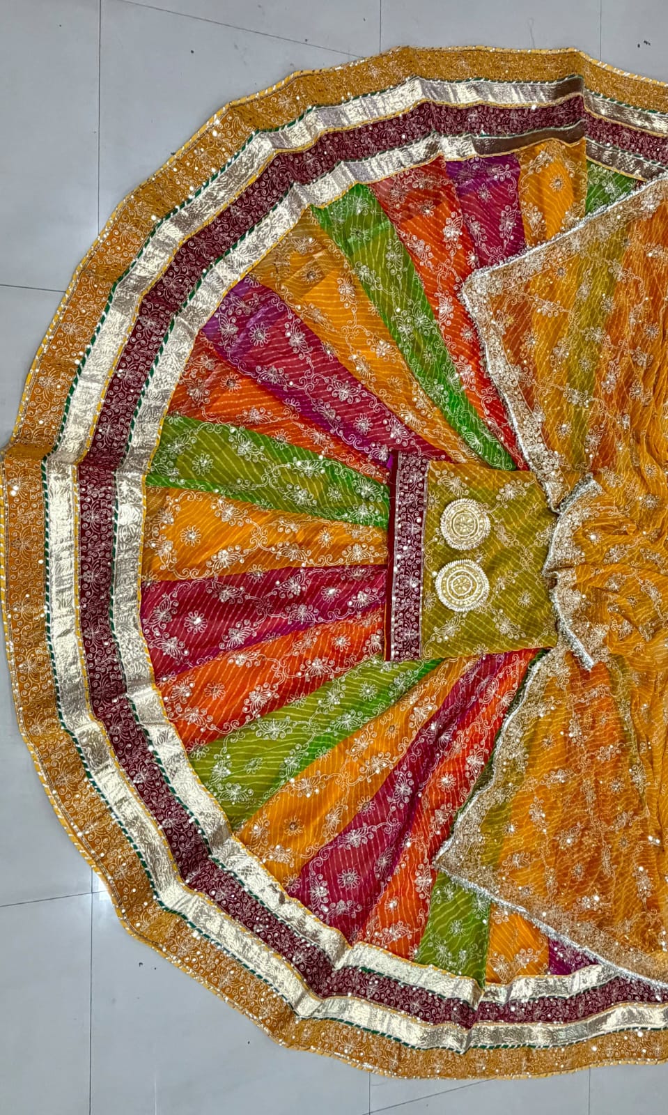 Mustard Pure Georgette Lehariya Chunni Rajasthani Rajputi Lehenga Choli