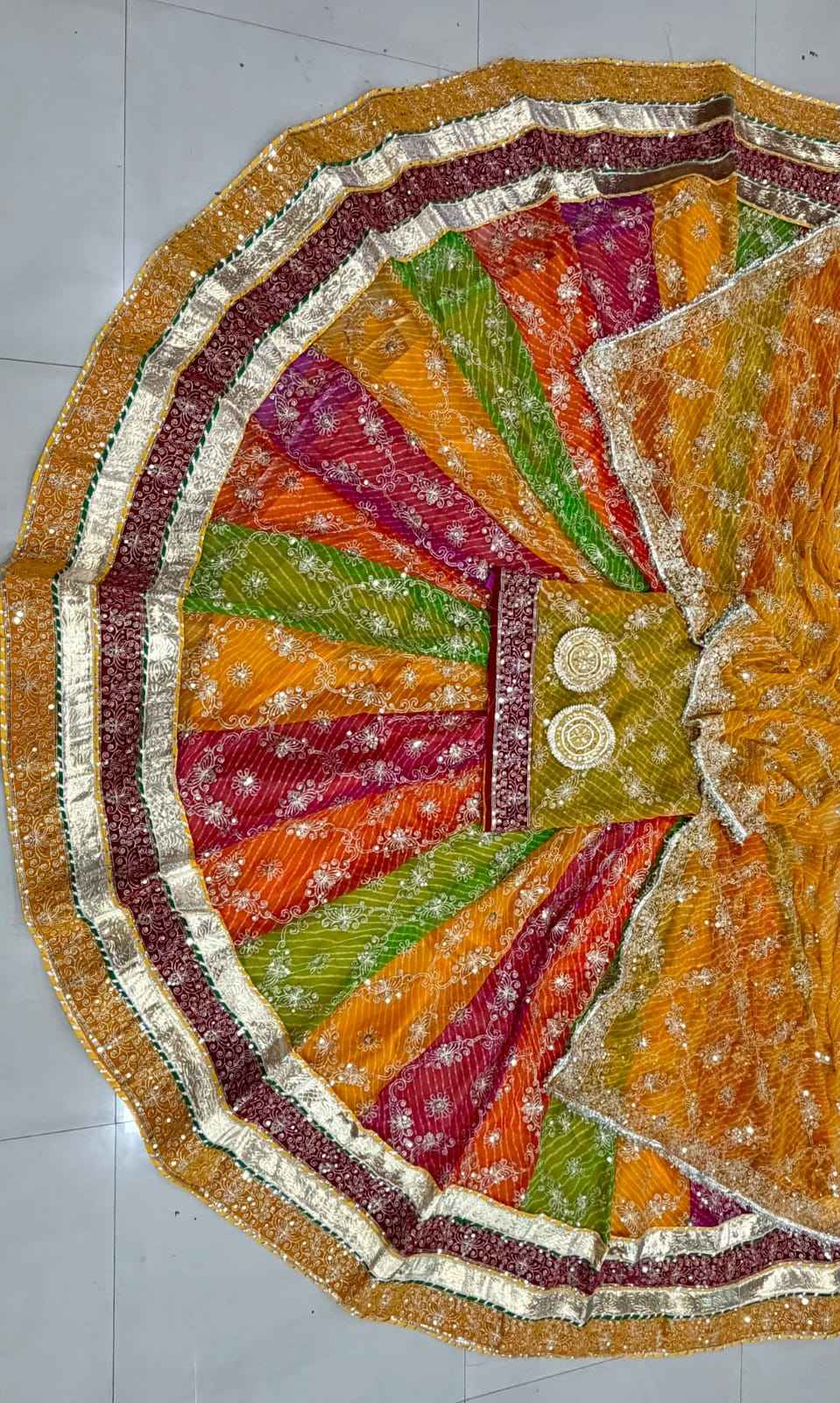 Mustard Pure Georgette Lehariya Chunni Rajasthani Rajputi Lehenga Choli