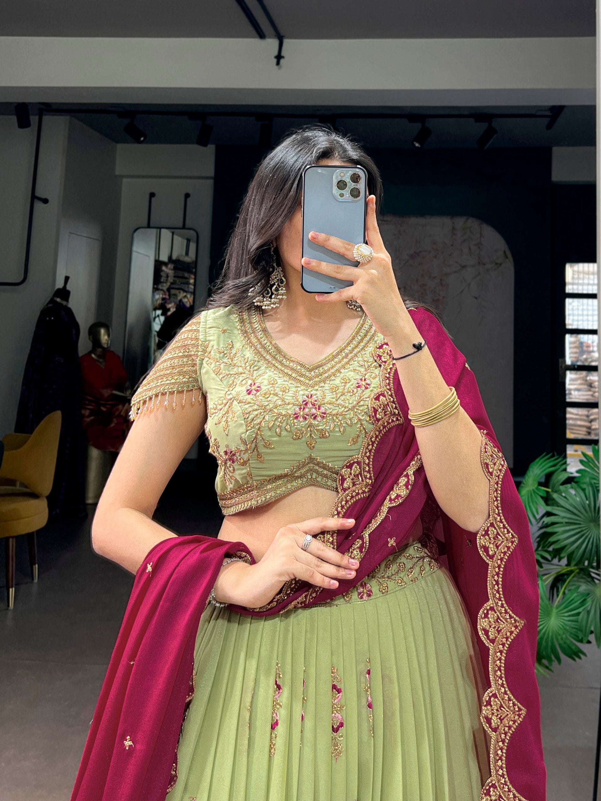 Pista Pure Star Georgette Zari Sequins Lehenga Choli