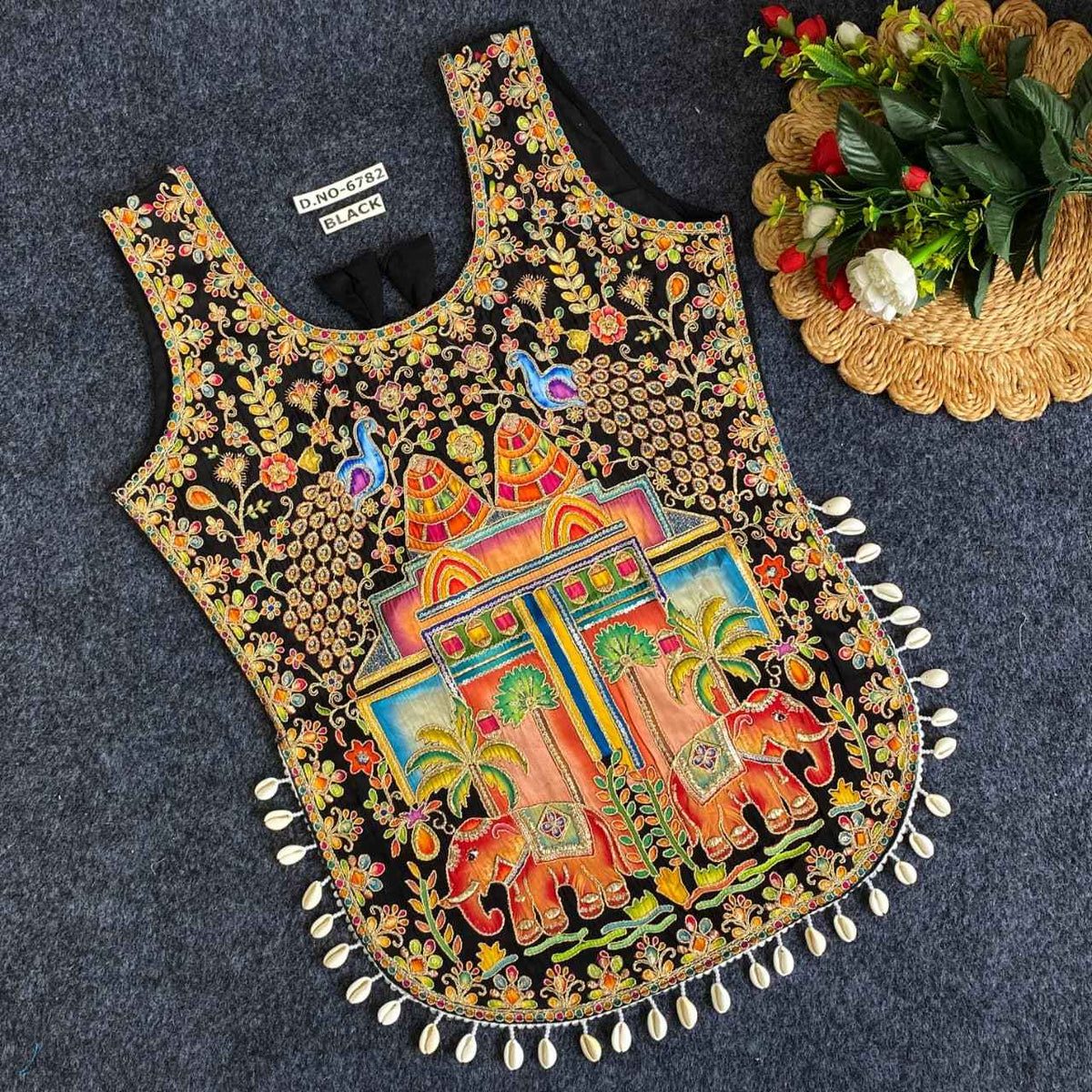 Black Pure Heavy Viscose Position Original Kodi Work Navratri Blouse