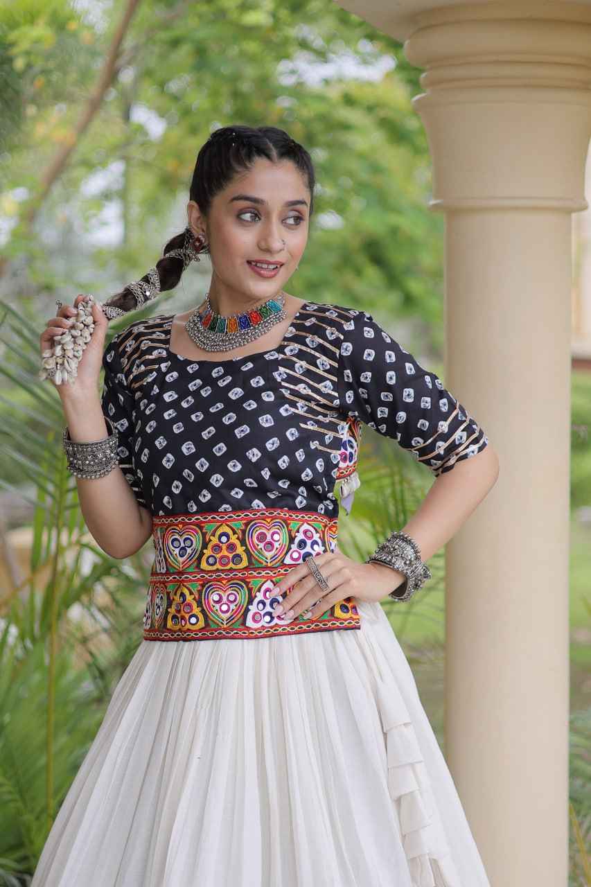 Black Pure Cora Cotton Attractive Gota Patti Work Navratri Lehenga Choli