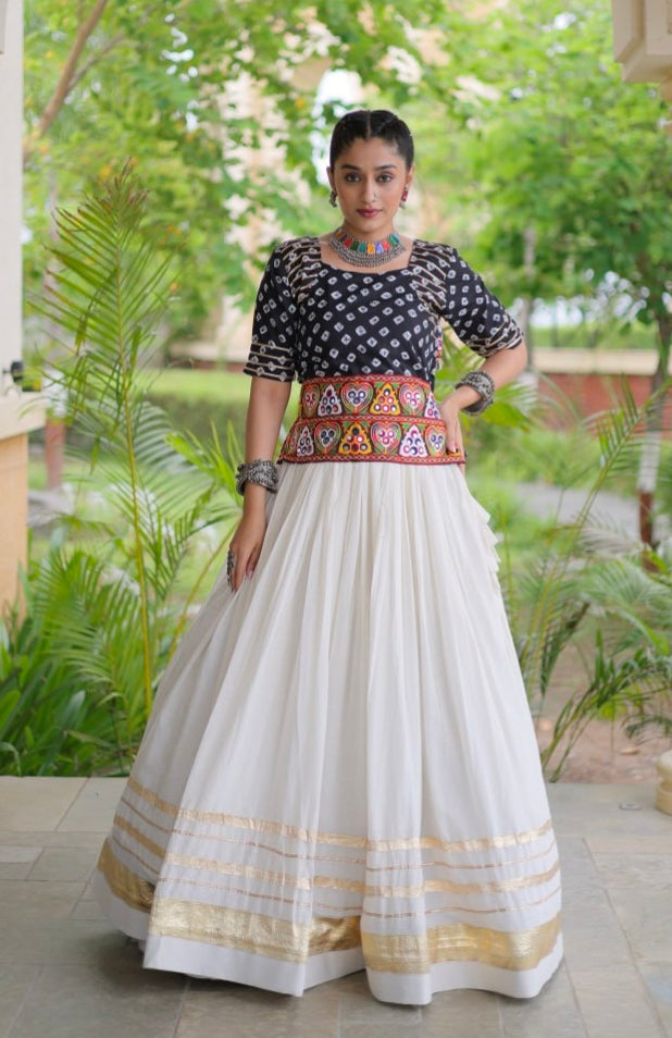 Black Pure Cora Cotton Attractive Gota Patti Work Navratri Lehenga Choli