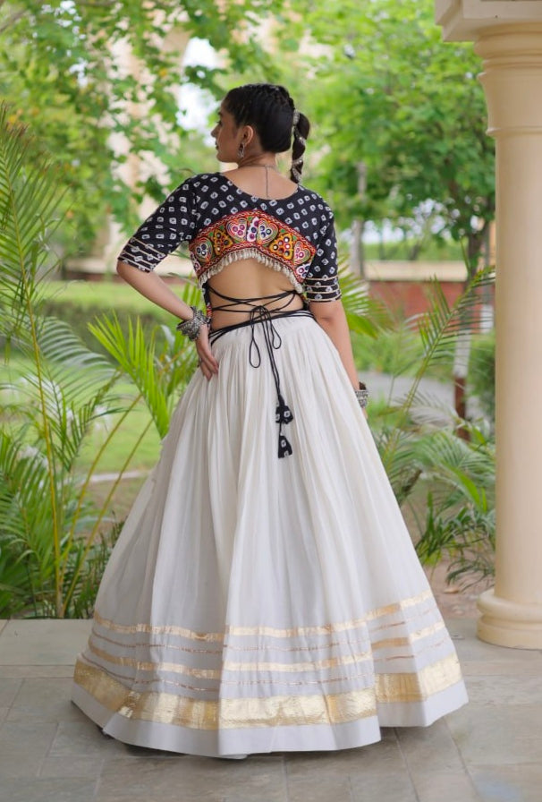 Black Pure Cora Cotton Attractive Gota Patti Work Navratri Lehenga Choli