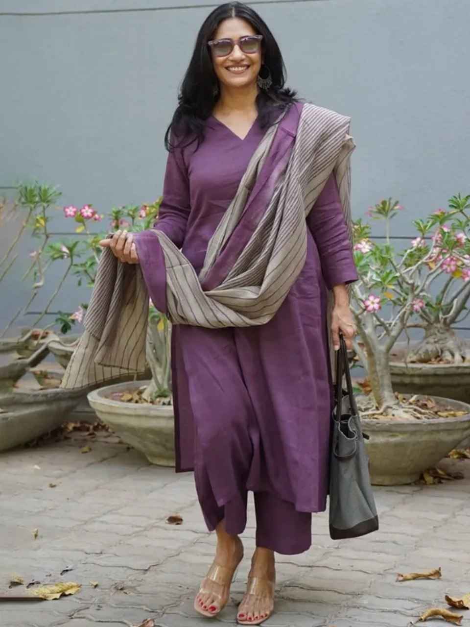 Purple Pure Soft Reyon Cotton Blend Print Salwar Suit