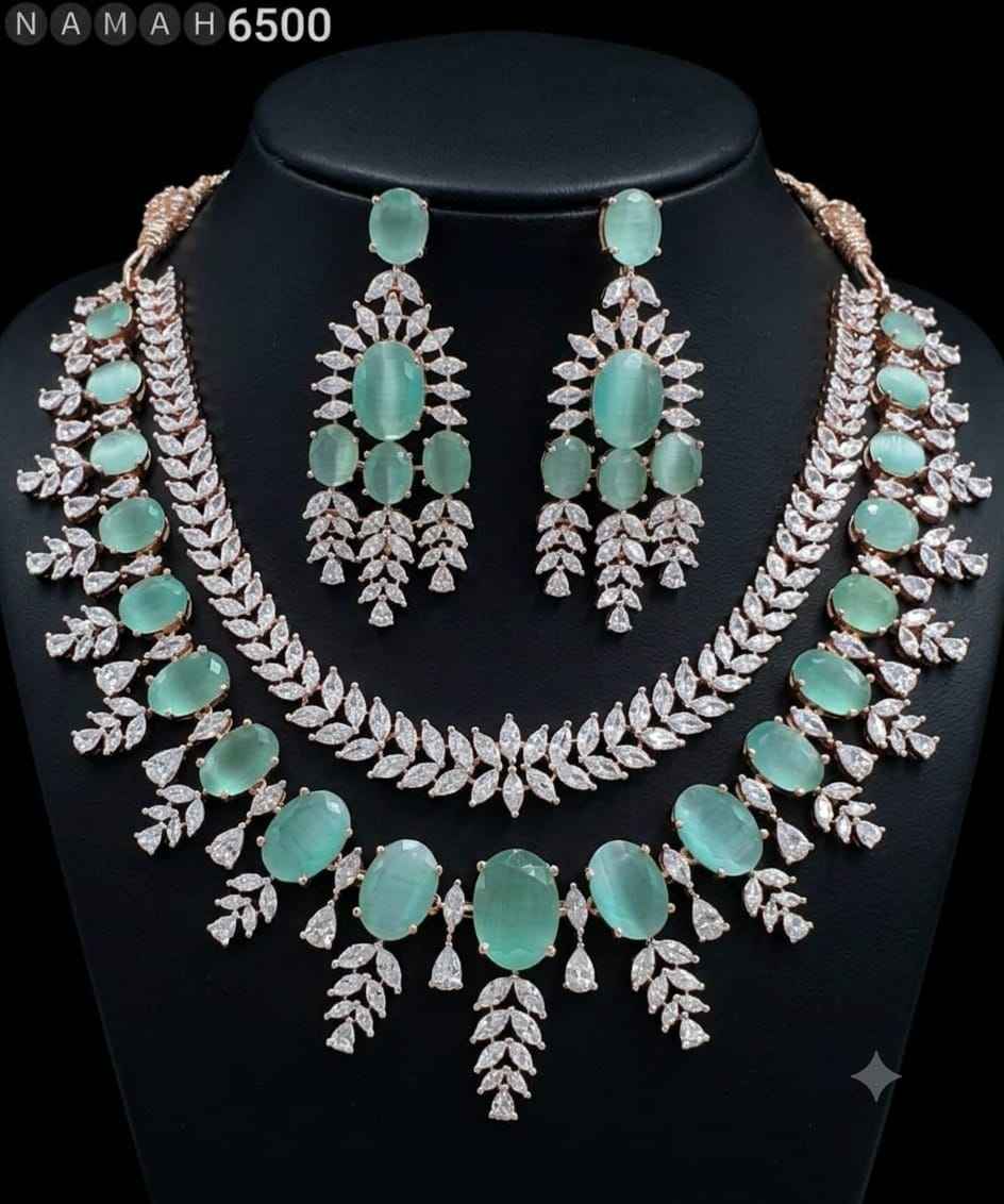 Mint American Diamond Necklace Jewellery Set