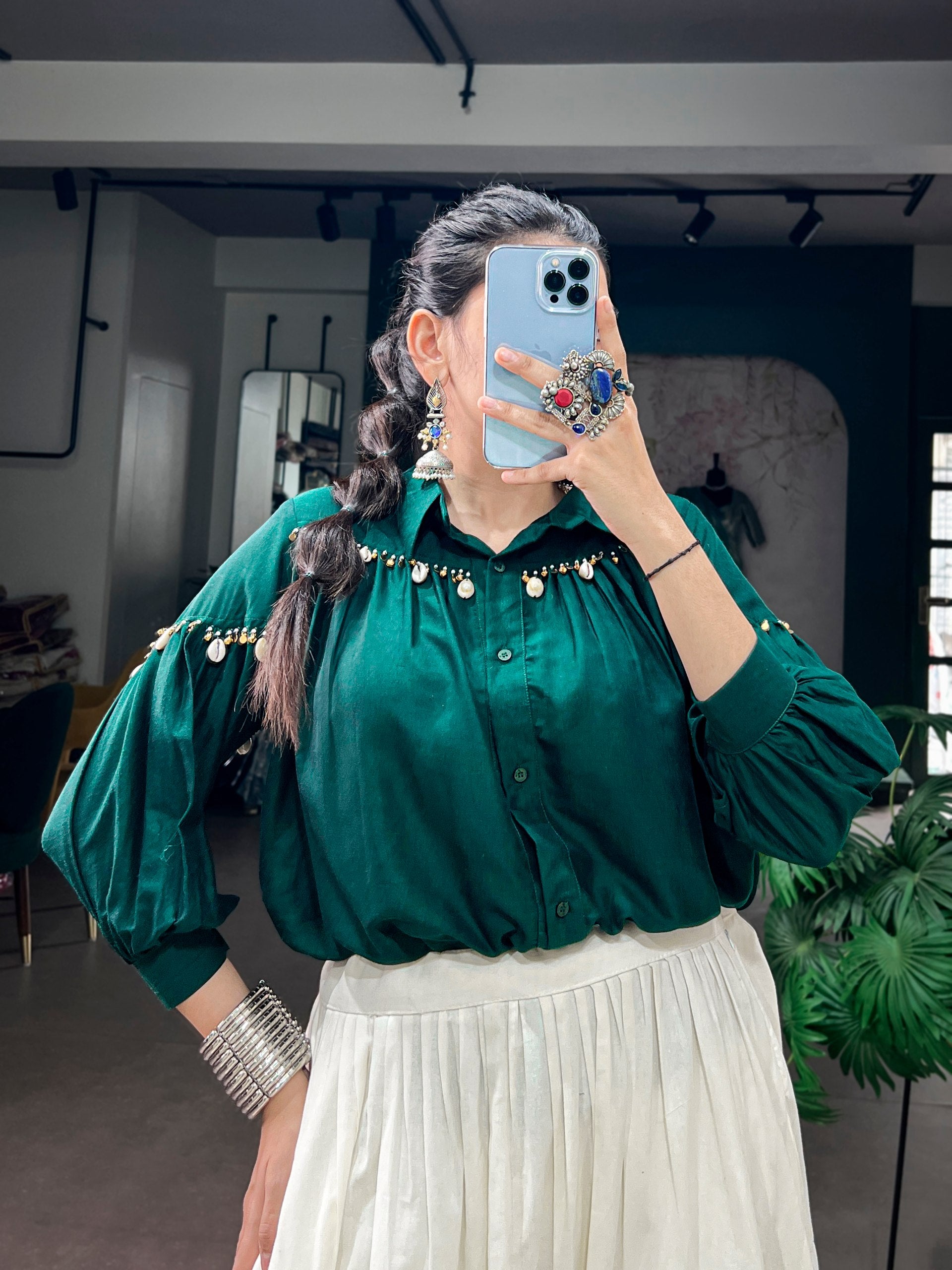 Green Pure Reyon Cotton Kutchi Gamthi Work Navratri Lehenga Choli