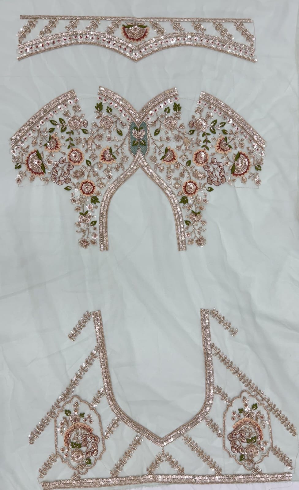 Sky Pure Heavy Net Motif Handwork Zari Sequins Work Bridal Lehenga Choli