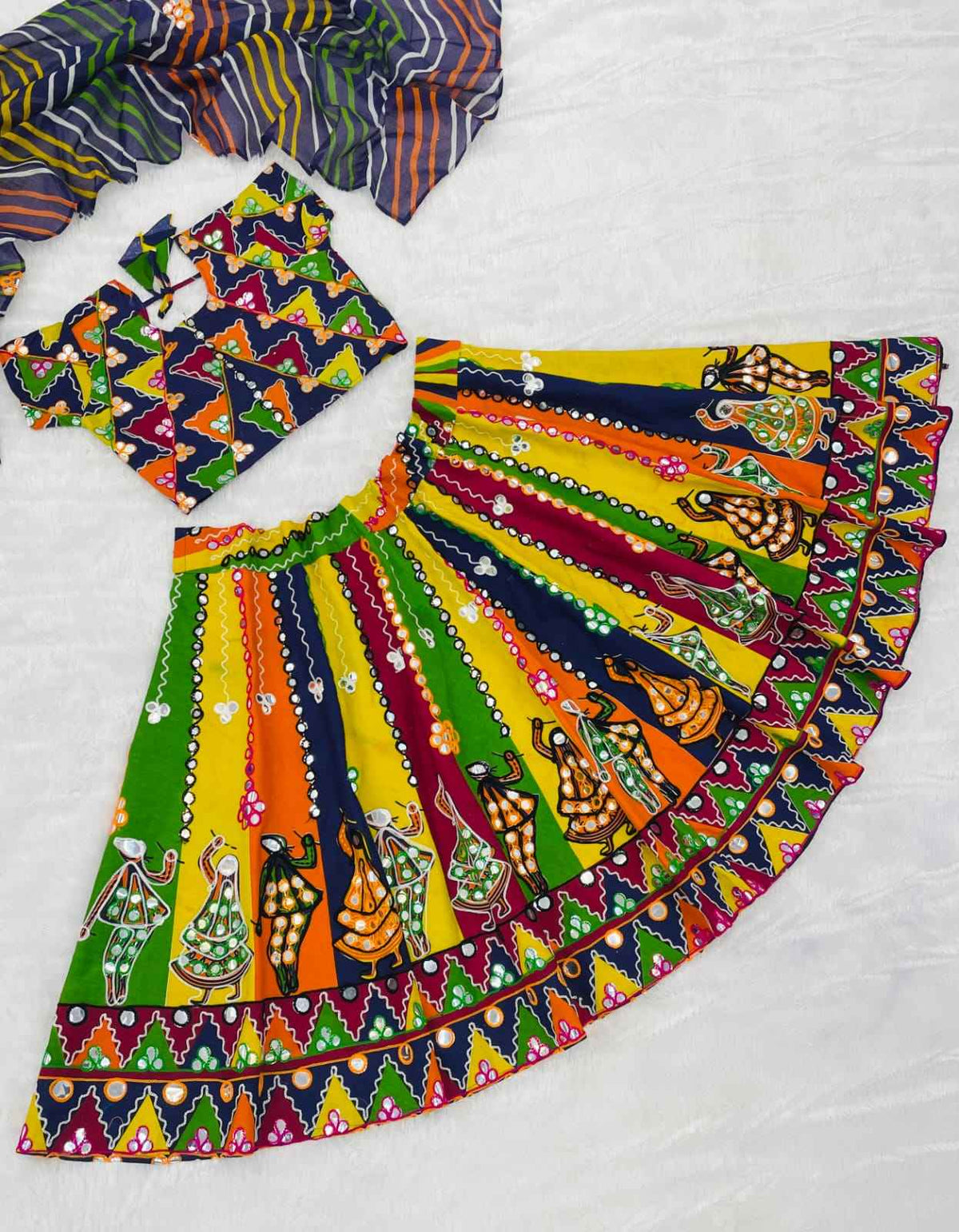 Multi Pure Reyon Cotton Embroidery Thread & Mirror Work Kid&