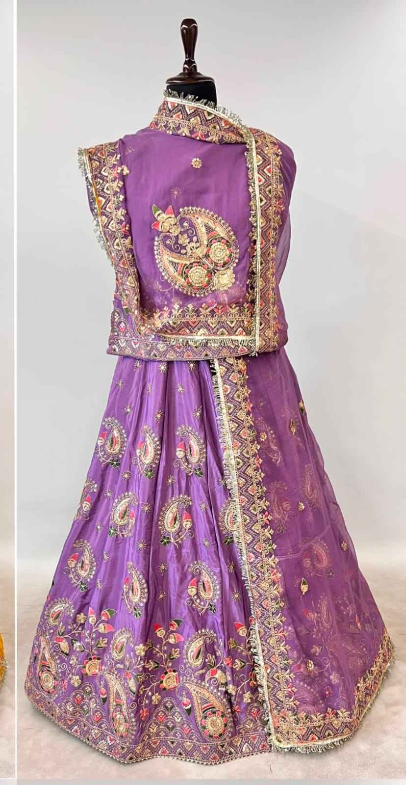 Purple Pure Gold Crush 05 Mtr Flair Lehariya Chunni Rajasthani Rajputi Lehenga Choli
