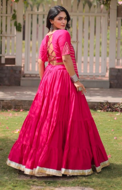 Rani Pure Kora Cotton with Standard kutchi Patchwork Navratri Lehenga Choli