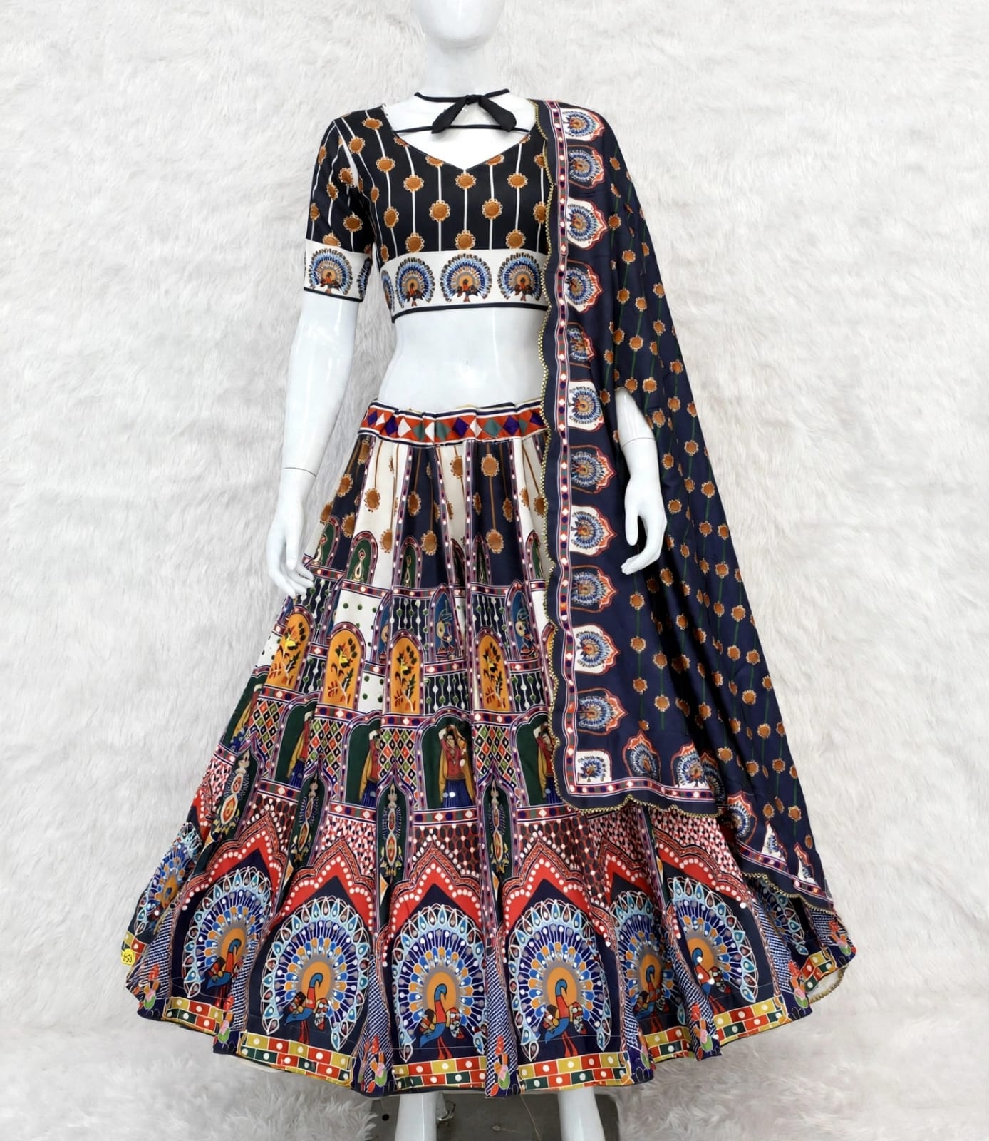 Black Pure Heavy Silk Digital Printed Kid&