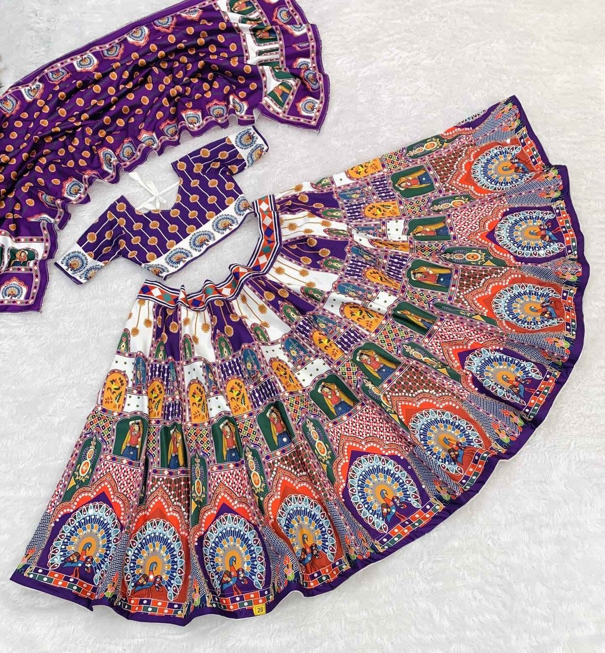 Purple Pure Heavy Silk Digital Printed Kid&