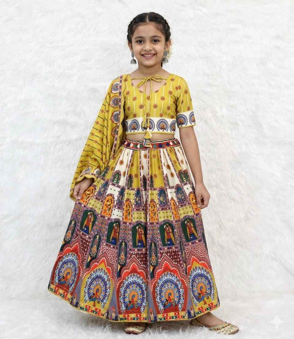 Yellow Pure Heavy Silk Digital Printed Kid&