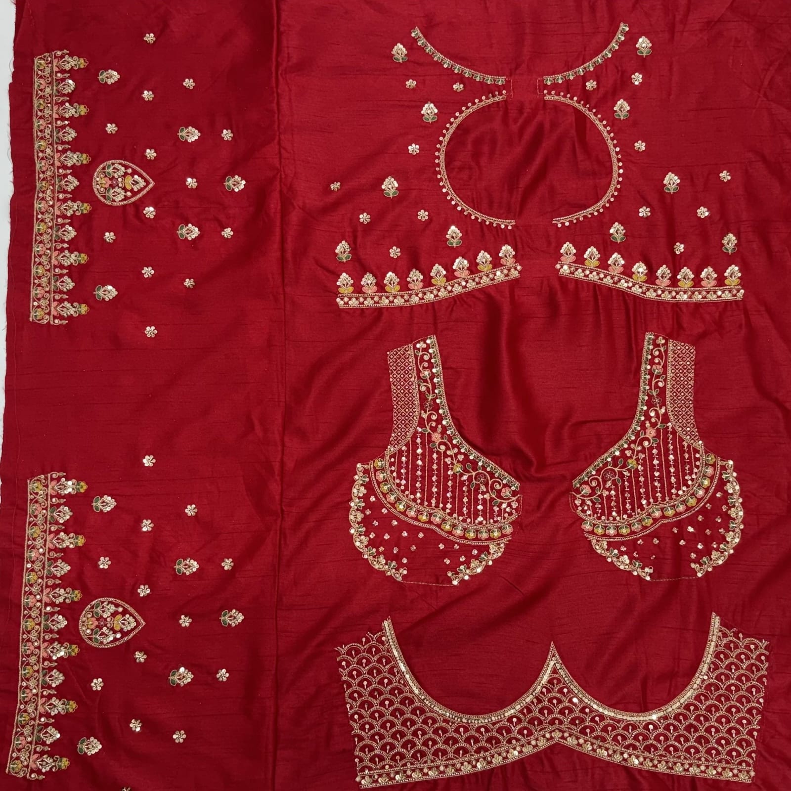 Red Pure Premium Silk Heavy Beads & Motif Dori Embroidery Zari Sequins Hand Work Bridal Lehenga Choli