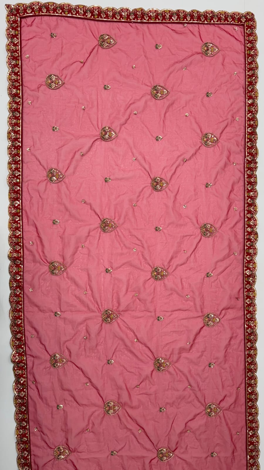Red Pure Premium Silk Heavy Beads & Motif Dori Embroidery Zari Sequins Hand Work Bridal Lehenga Choli