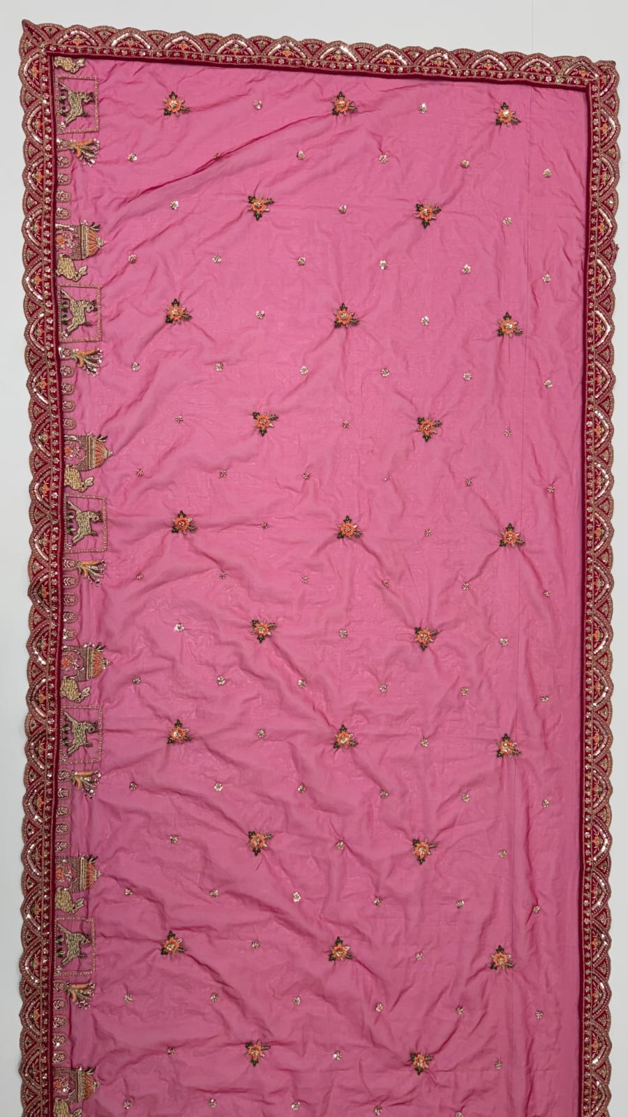 Pink Pure Premium Silk Heavy Beads & Motif Dori Embroidery Zari Sequins Hand Work Bridal Lehenga Choli