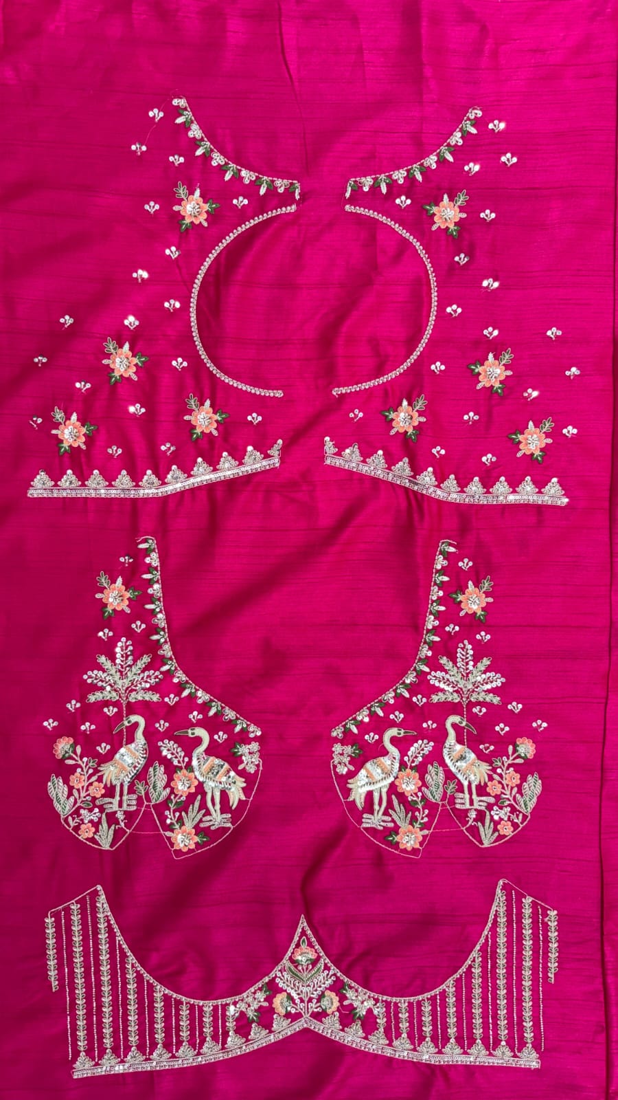 Pink Pure Premium Silk Heavy Beads & Motif Dori Embroidery Zari Sequins Hand Work Bridal Lehenga Choli