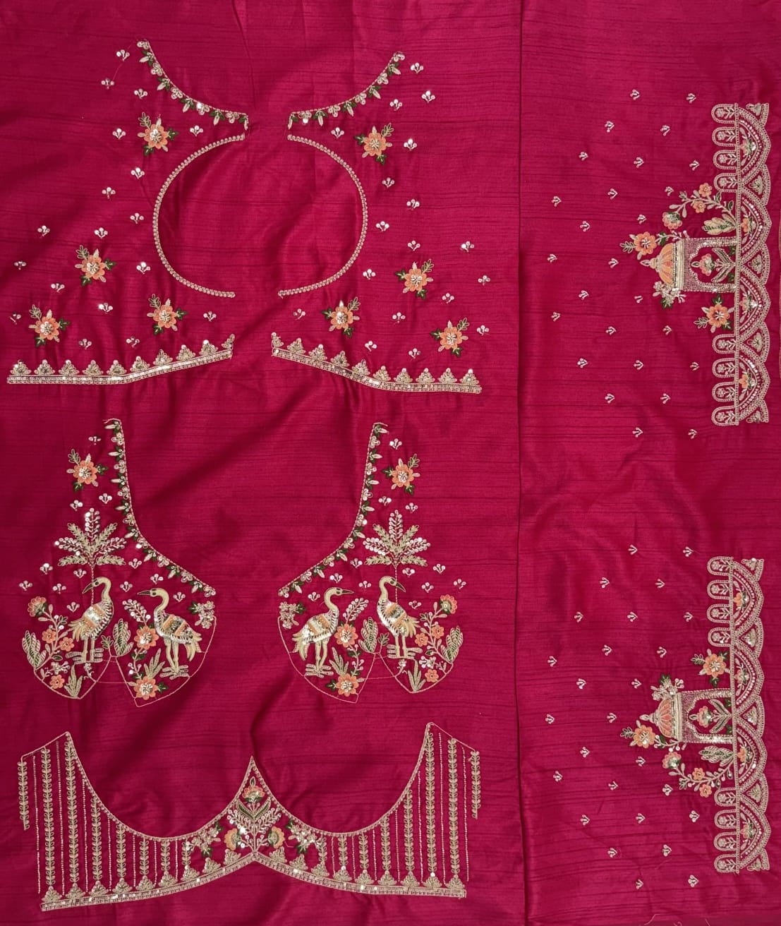 Pink Pure Premium Silk Heavy Beads & Motif Dori Embroidery Zari Sequins Hand Work Bridal Lehenga Choli