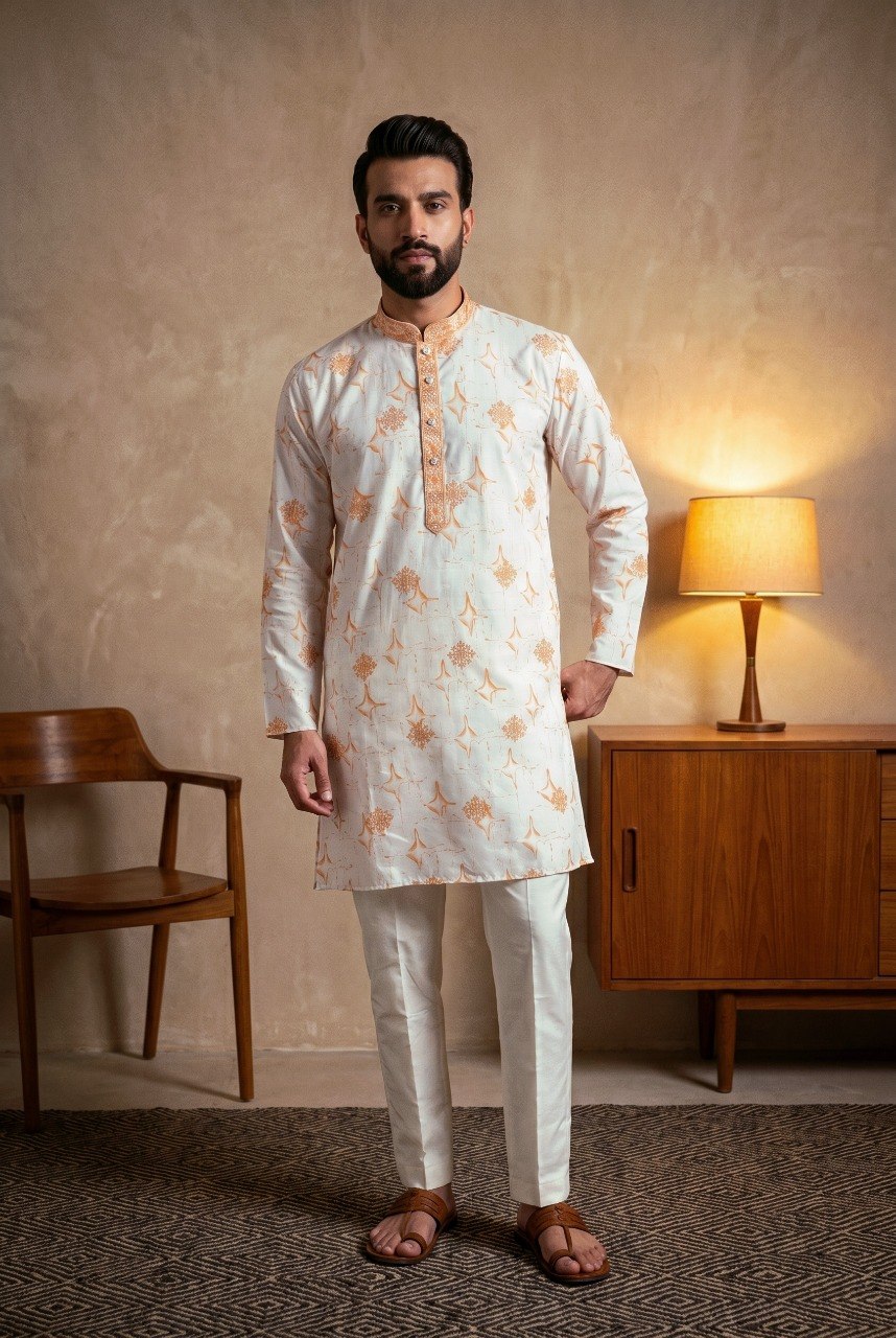 Brown Pure Star Silk Heavy Embroidery Sequins Work Kurta Pajama