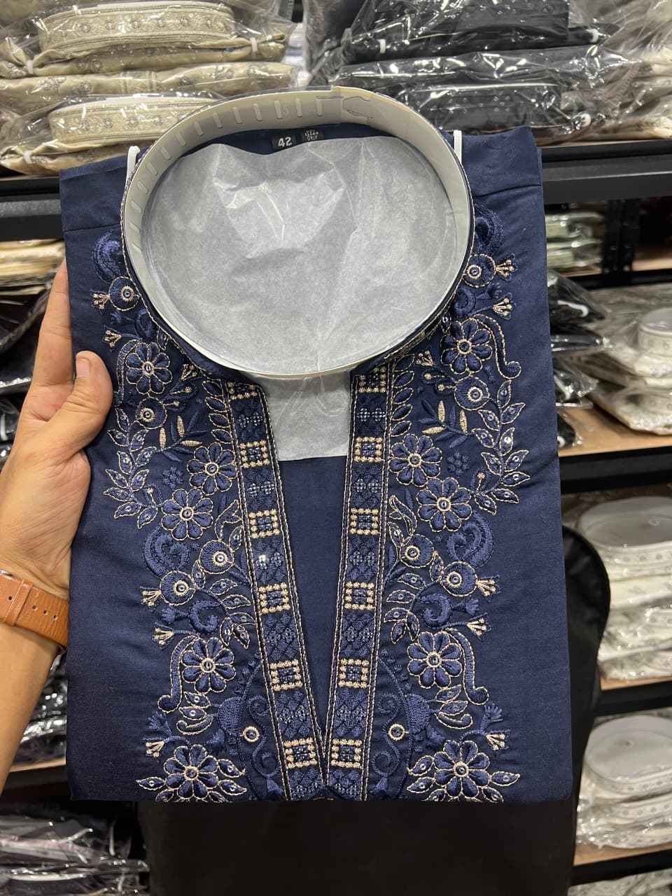 Blue Pure Star Silk Heavy Embroidery Sequins Work Kurta Pajama