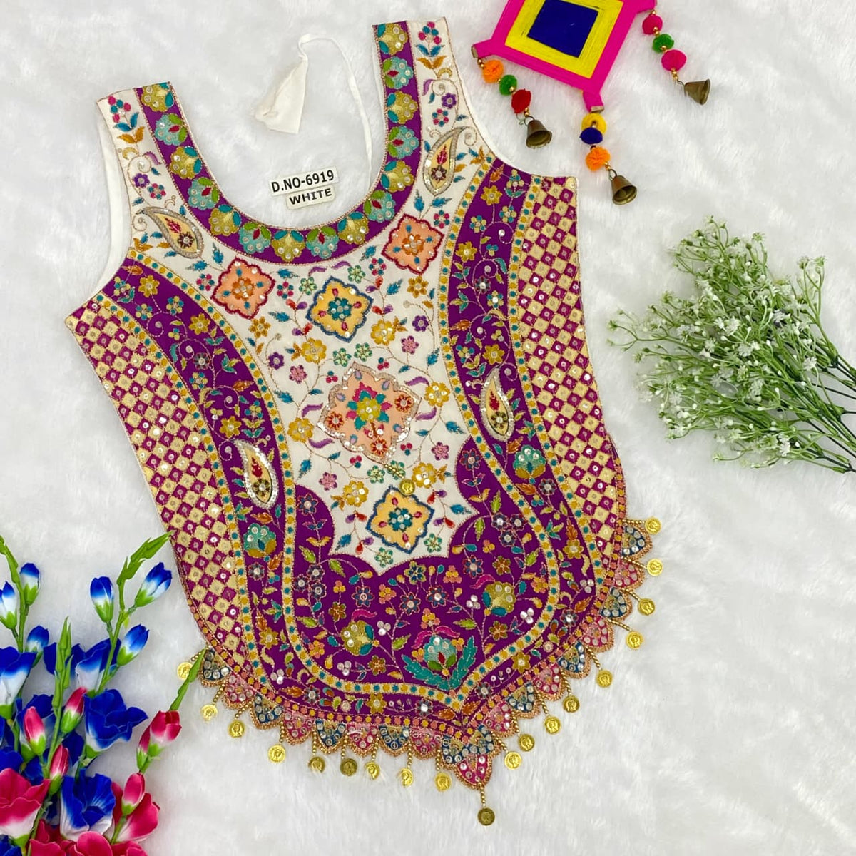Purple Pure Cotton Heavy Stitching Premium Padding Work Navratri Top Style Blouse
