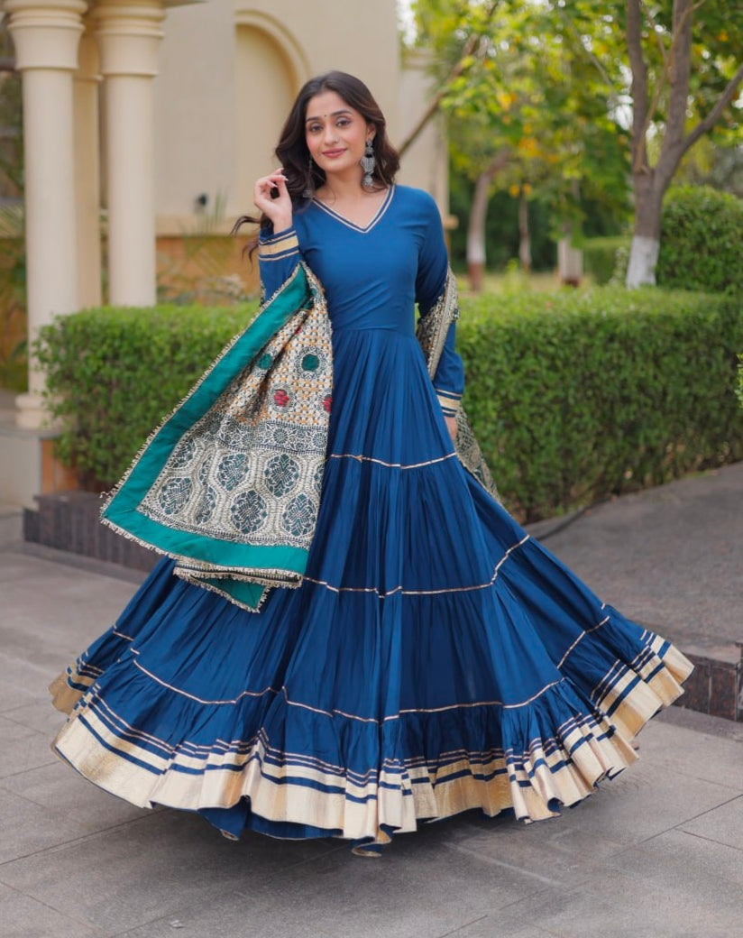 Rama Pure Reyon Cotton Gotta Patti Lace Work Anarkali Long Gown