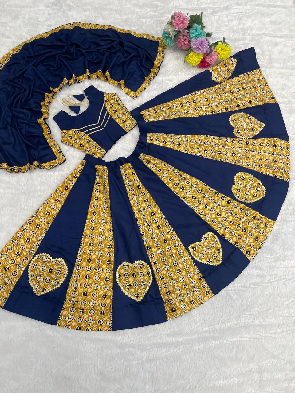 Navy Pure Roman Cotton Silk Ajrakh Print Kid&