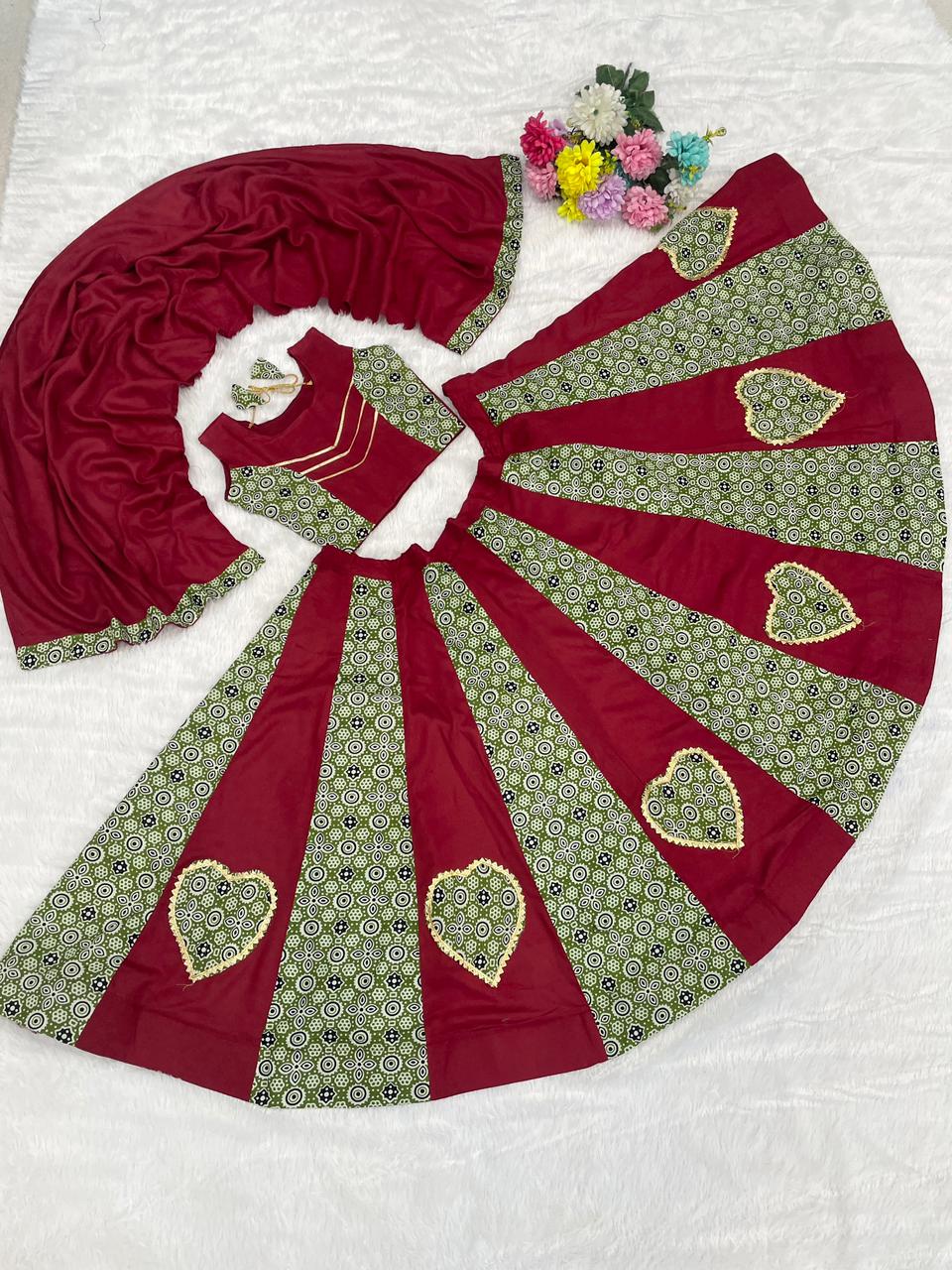 Maroon Pure Roman Cotton Silk Ajrakh Print Kid&