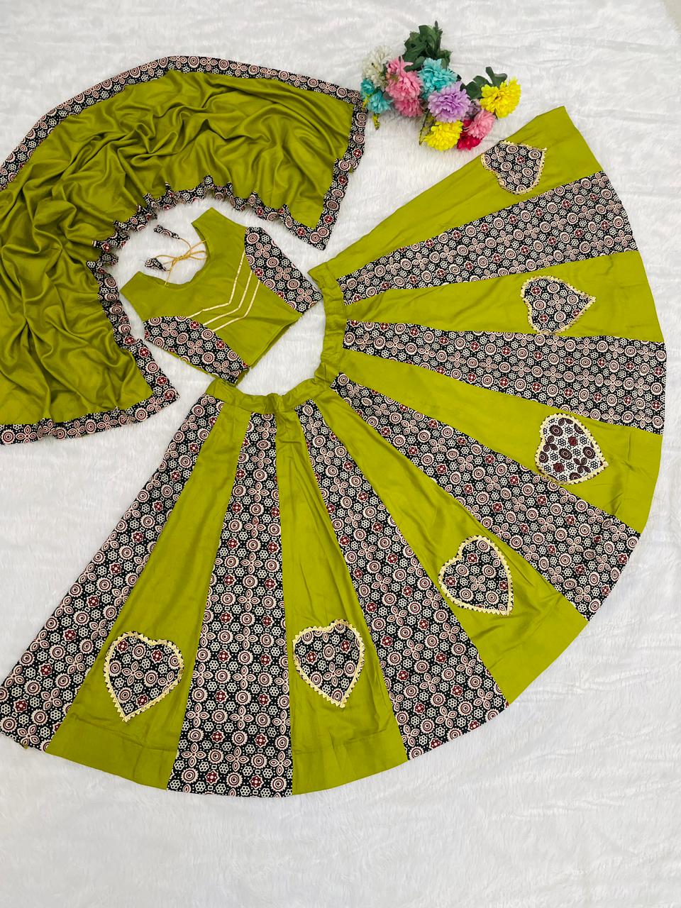 Parrot Pure Roman Cotton Silk Ajrakh Print Kid&