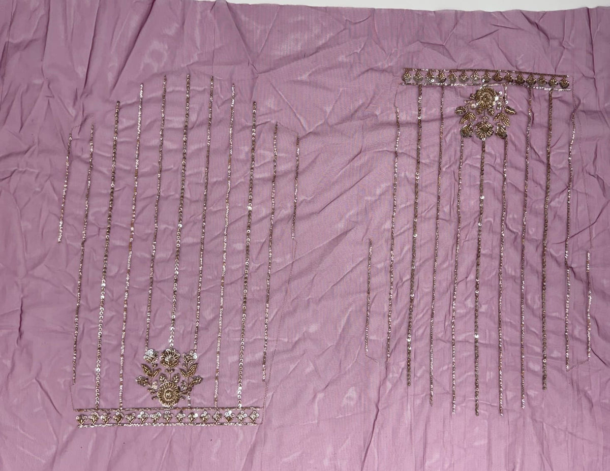 Pink Pure Heavy Net Motif Handwork Zari Sequins Work Bridal Lehenga Choli