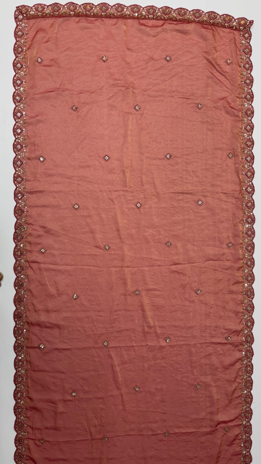 Peach Pure Premium Silk Heavy Beads & Motif Dori Embroidery Zari Sequins Hand Work Bridal Lehenga Choli