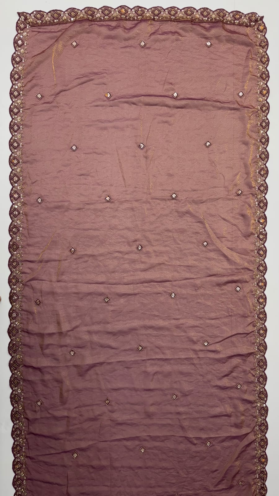Mauve Pure Premium Silk Heavy Beads & Motif Dori Embroidery Zari Sequins Hand Work Bridal Lehenga Choli
