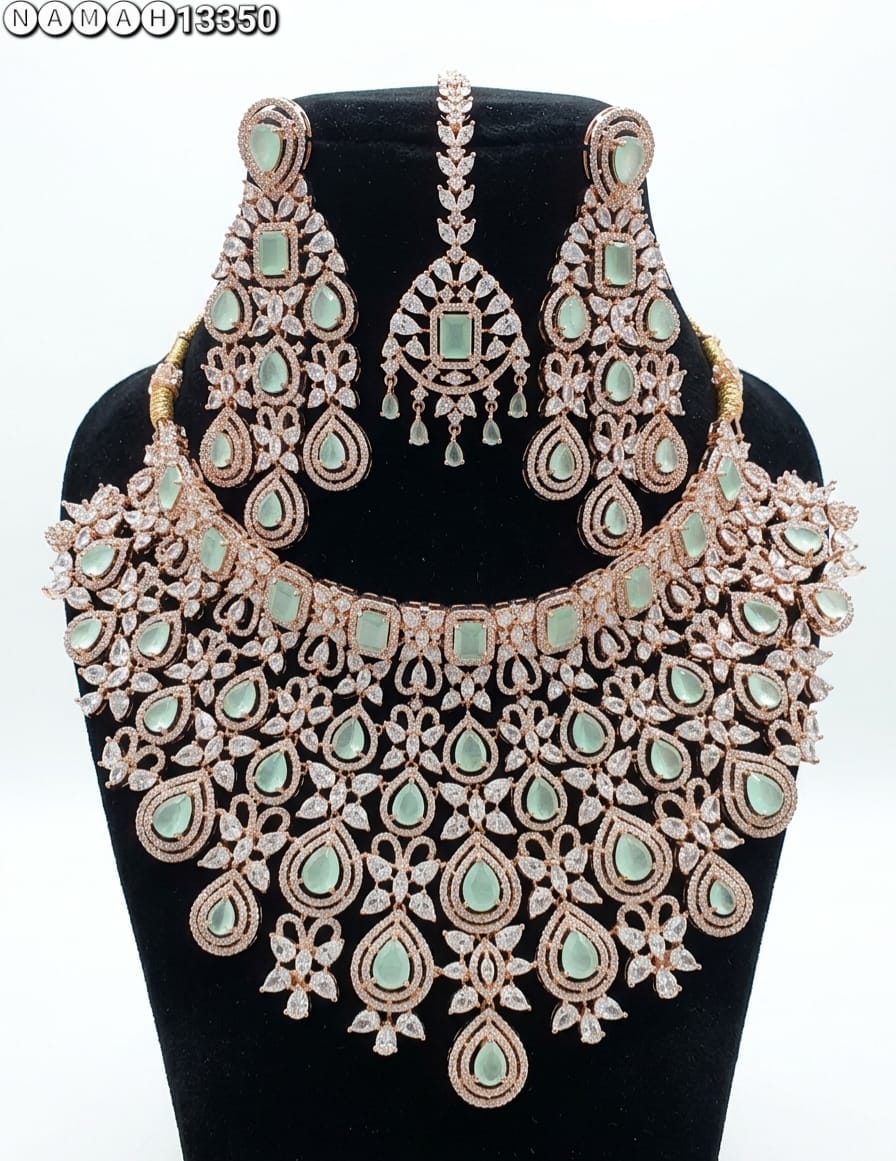 Mint American Diamond Design Necklace Jewellery Set