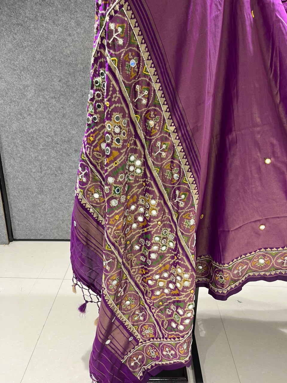 Purple Pure Soft Banarasi Patola Silk Blend Traditional Manekchowk Hand and Mirror Work Patola Saree