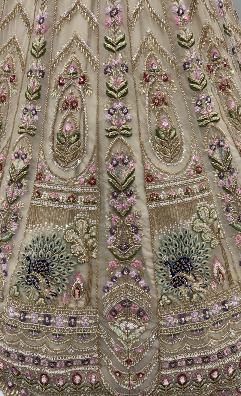 Chiku Pure Heavy Net Motif Handwork Zari Sequins Work Bridal Lehenga Choli