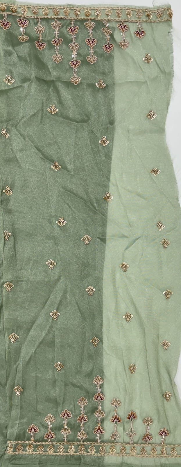 Pista Pure Chandnia Silk Handwork Motif Peacock Pattern Crystal Beads Multi Thread Dori & Sequins Work Bridal Lehenga Choli