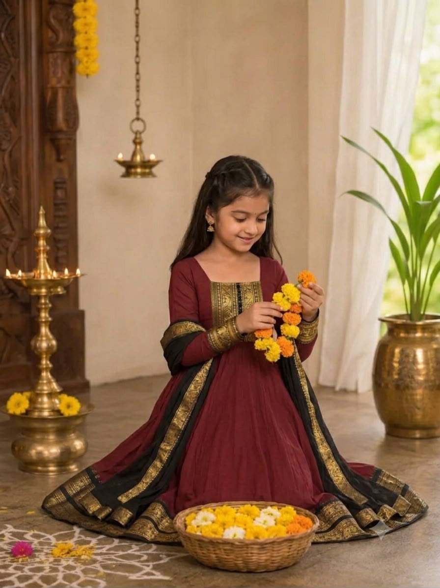 Maroon Pure Heavy Cotton Blend Elegant Anarkali Gown