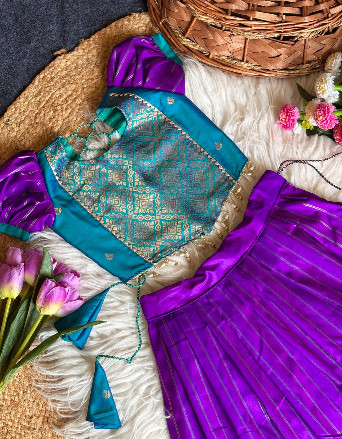 Purple Pure Soft Traditional Gadwal Silk kid&