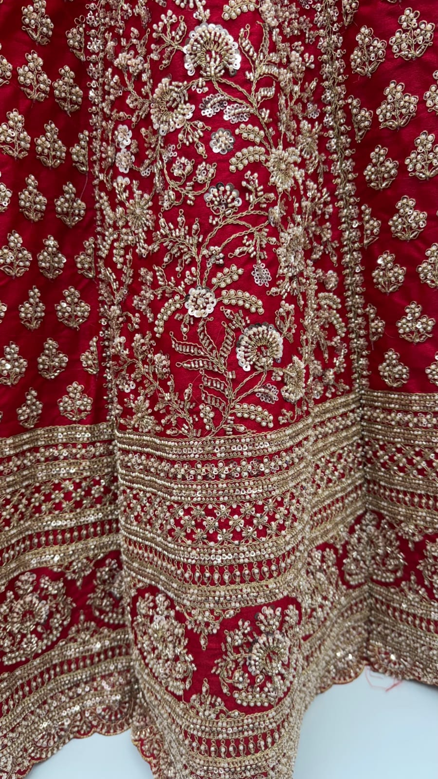 Red Pure Soft Gadhwal Silk Heavy Embroidery Work Bridal Lehenga Choli