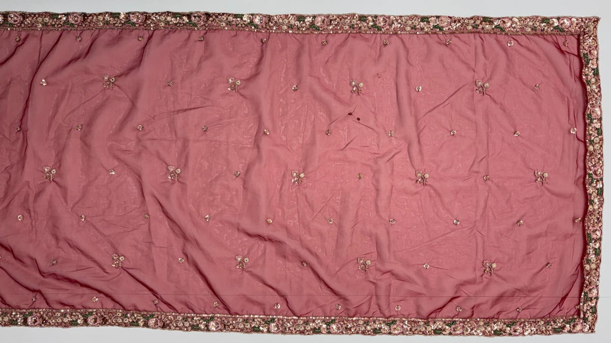 Maroon Pure Soft Satin Silk Heavy Beads Motif Zari Embroidery Sequins Work Bridal Lehenga Choli