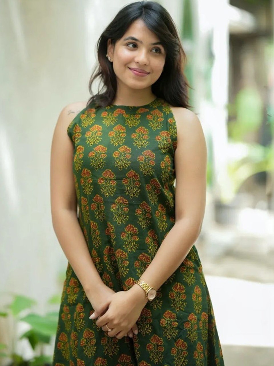Green Pure Soft Rayon Printed Kurti Pant Dupatta Set