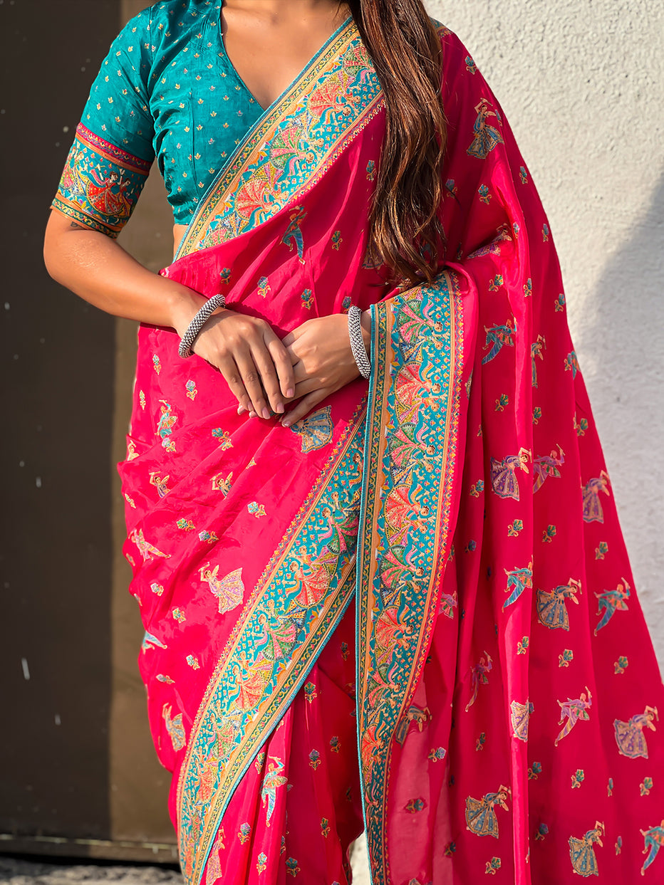 Pink Pure Viscose Silk Position Printed Traditional Saree Soft Silk Saree Anant Tex Exports Pvt.Ltd..