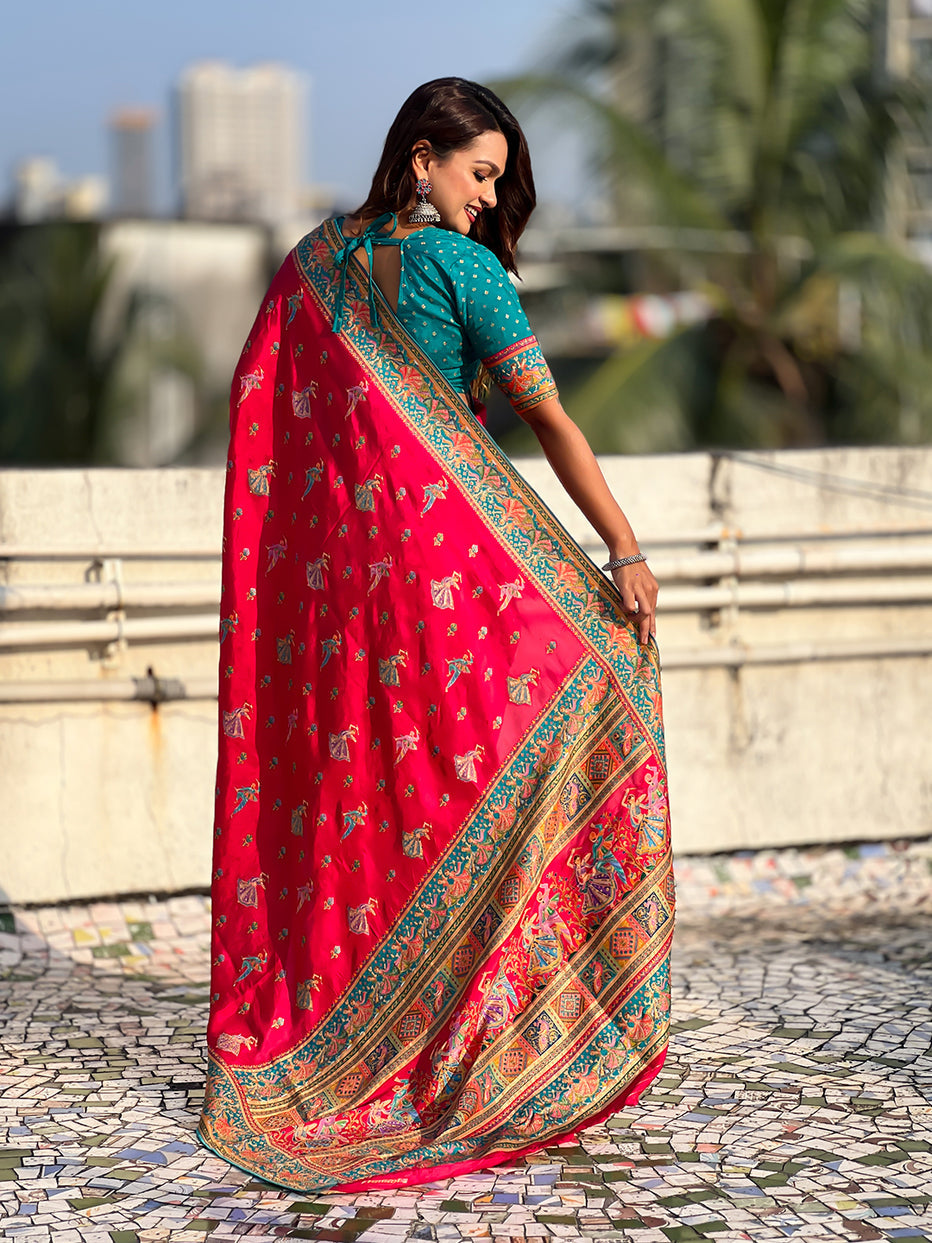 Pink Pure Viscose Silk Position Printed Traditional Saree Soft Silk Saree Anant Tex Exports Pvt.Ltd..