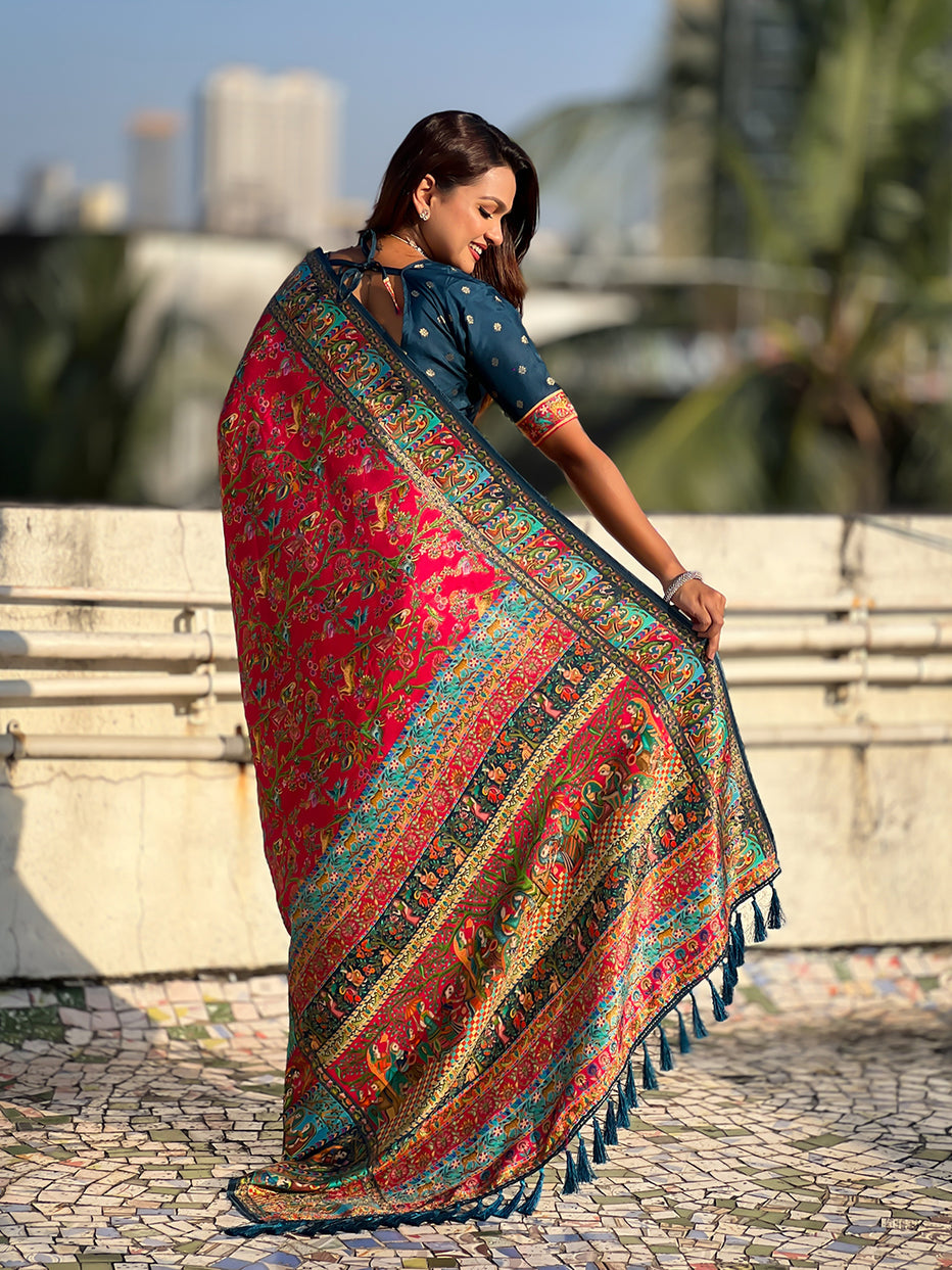 Pink Pure Viscose Silk Position Printed Traditional Saree Soft Silk Saree Anant Tex Exports Pvt.Ltd..