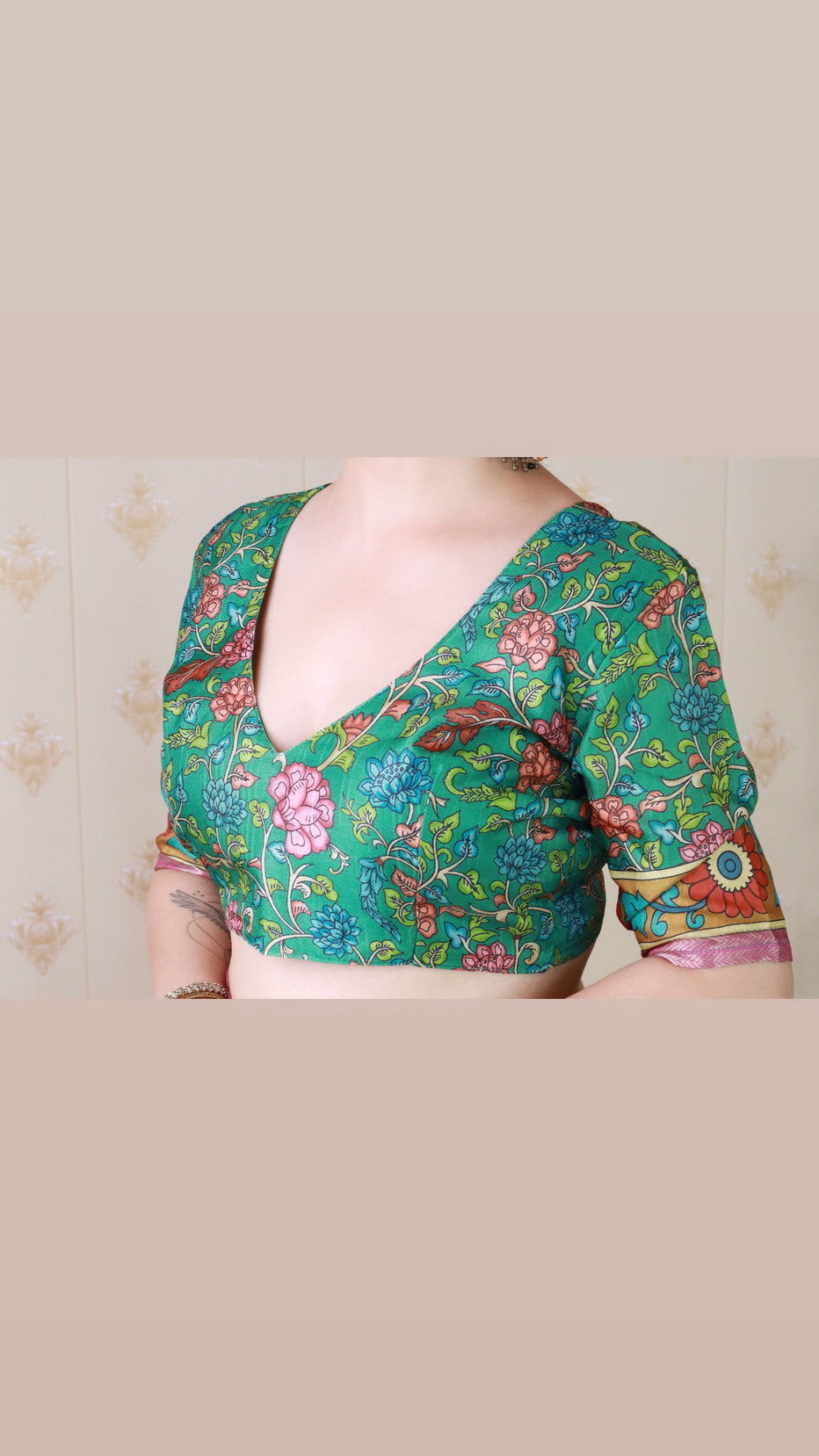 Pink Soft Tussar Silk Striped Kalamkari Printed Zari Tussar Saree Tussar Saree Anant Tex Exports Pvt.Ltd..